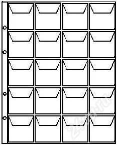 Лот: 45024. Фото: 1. Лист для монет на 20 ячеек с клапанами... Аксессуары, литература