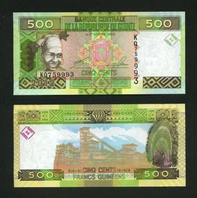 Лот: 25884120. Фото: 1. Гвинея 500 франков 2012 год люксс. Азия