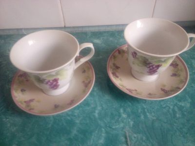 Лот: 15215136. Фото: 1. 2 чайные пары виноград. Кружки, стаканы, бокалы