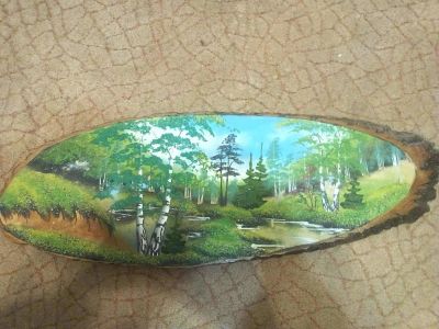 Лот: 6647480. Фото: 1. картина на срезе дерева. Холсты чистые