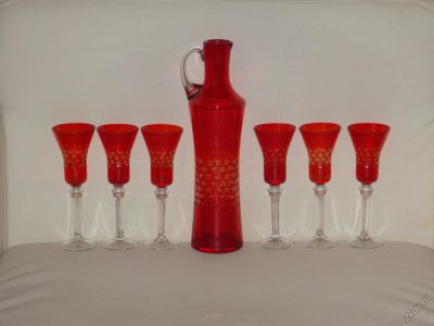 Лот: 6266893. Фото: 1. Набор из цветного стекла, 6 фужеров... Предметы интерьера и быта