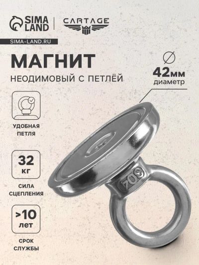 Лот: 25880214. Фото: 1. Магнит неодимовый Cartage с петлёй... Двигатель и элементы двигателя