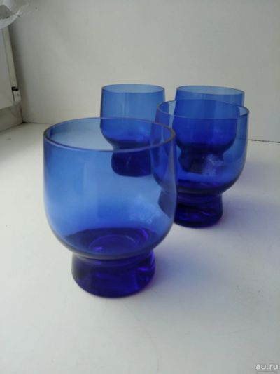 Лот: 16093382. Фото: 1. Кобальтовое стекло, синие стаканы... Предметы интерьера и быта