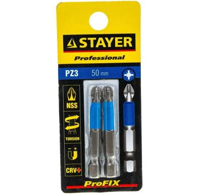 Лот: 23231653. Фото: 1. Биты Stayer PZ3 50мм 2шт 26223-3-50-02. Другое (авто, мото, водный транспорт)