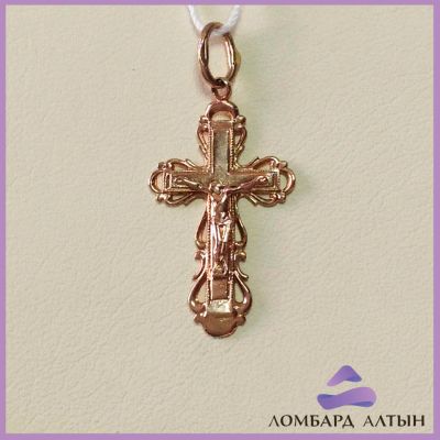 Лот: 6648438. Фото: 1. Золотой крест 585 пробы. Вес... Кулоны, подвески