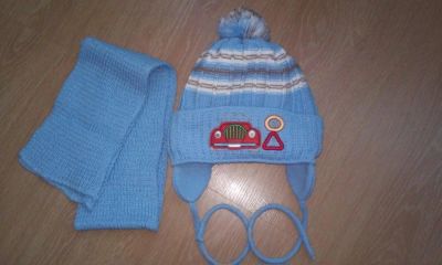 Лот: 10774723. Фото: 1. Зимний комплект шапочка и шарф... Головные уборы