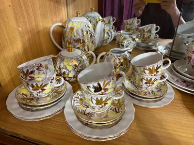 Лот: 25887999. Фото: 1. Чайно-кофейный сервиз Золотые... Сервизы, наборы посуды