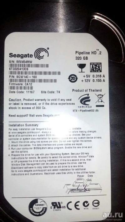 Лот: 9814825. Фото: 1. HDD жесткий диск. Seagate Pipeline... Жёсткие диски (HDD)