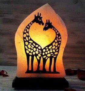 Лот: 11318887. Фото: 1. Солевая лампа "Два жирафа" Диммерный... Настольные лампы и светильники