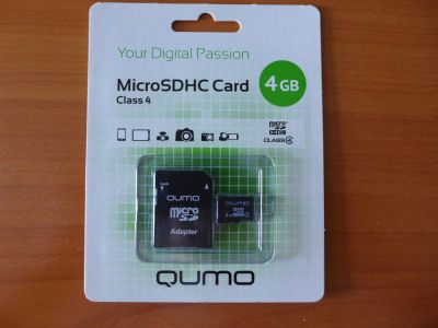 Лот: 8951977. Фото: 1. Карта памяти microSD HC 4 Гб Qumo... Карты памяти
