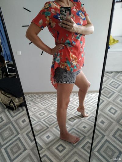 Лот: 6029183. Фото: 1. платье-туника с цветочным принтом... Блузы, рубашки