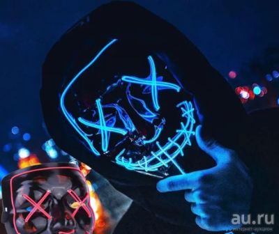Лот: 12850629. Фото: 1. Светящиеся маска Гая Фокса Анонимус... Карнавальные маски, шляпы, аксессуары