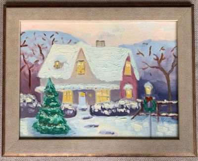 Лот: 19410260. Фото: 1. Картина «Рождественский домик». Картины, рисунки