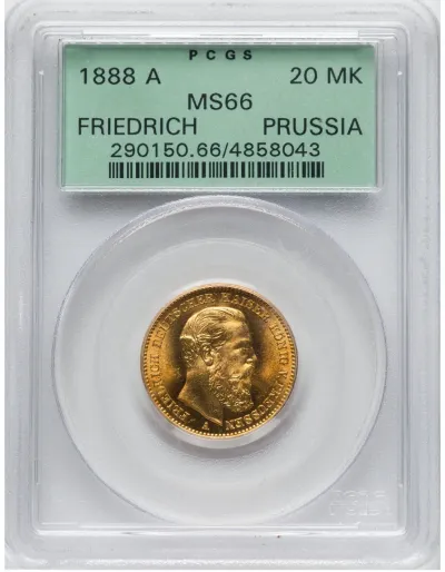 Лот: 21987401. Фото: 1. золотая монета 20 марок 1888 г... Европа