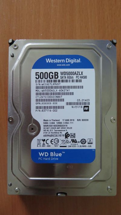 Лот: 20615885. Фото: 1. Жесткий диск WD Blue 500Gb (WD5000AZLX... Жёсткие диски
