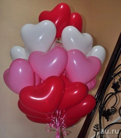 Лот: 5051259. Фото: 1. Шарики гелиевые в форме сердца... Воздушные шары