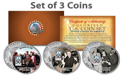 Лот: 11491281. Фото: 1. Набор из 3-х монет США Дж. Кеннеди... Америка