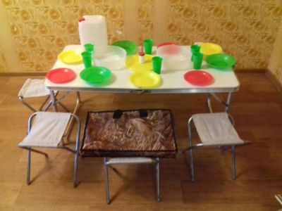 Лот: 11382666. Фото: 1. Стол + 4 стула, складные, Прямоугольник... Туристическая, походная мебель