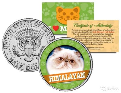 Лот: 8431974. Фото: 1. 50 центов США,Гималайский кот. Америка