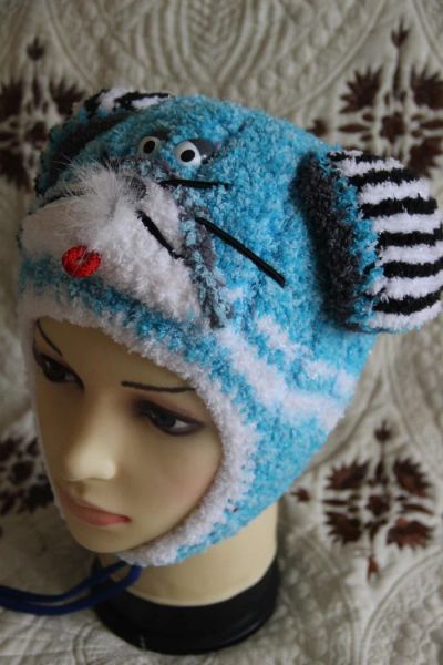 Лот: 4473777. Фото: 1. голубая шапочка для мальчика в... Головные уборы