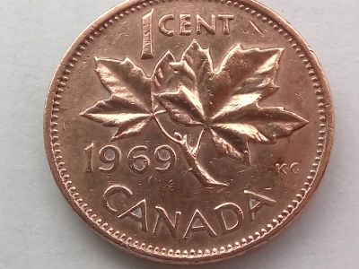 Лот: 20973964. Фото: 1. Монета Канады 1 цент, 1969. Америка