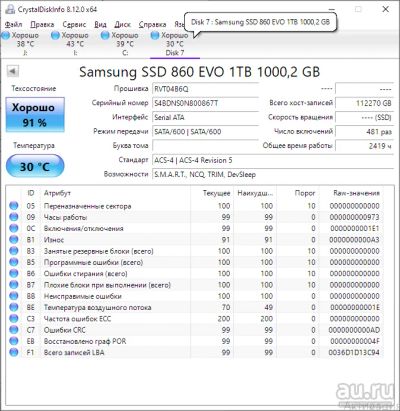 Лот: 17965565. Фото: 1. Samsung SSD 860 EVO 1TB. SSD-накопители