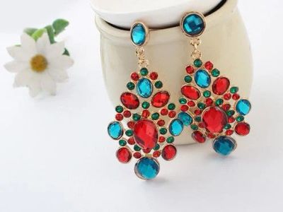 Лот: 5029095. Фото: 1. Серьги с кристаллами 2. Серьги, каффы