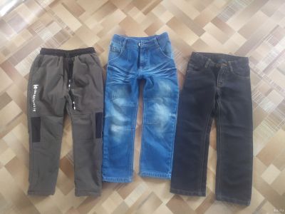 Лот: 18152432. Фото: 1. Джинсы, штаны тёплые 110р. Брюки, шорты, джинсы