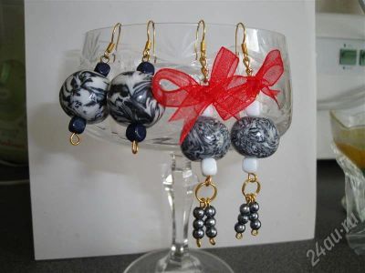 Лот: 299723. Фото: 1. Изделия из полимерной глины серьги... Серьги, каффы