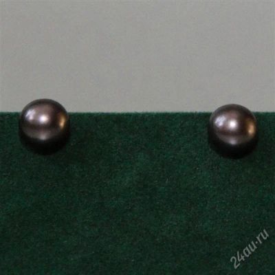 Лот: 1606553. Фото: 1. Серьги с черным жемчугом. Серьги, каффы