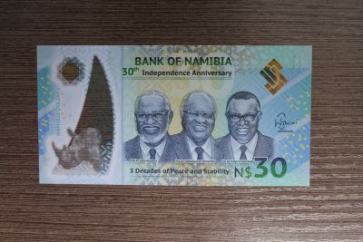 Лот: 19981148. Фото: 1. Намибия 30 долларов 2020 г Пластик. Африка