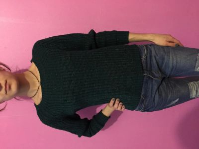 Лот: 5481759. Фото: 1. Короткий свитер изумрудного цвета... Свитеры, толстовки, худи