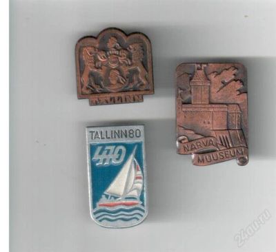 Лот: 2607413. Фото: 1. Значки Таллинн, Нарва и два вымпела... Сувенирные