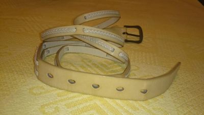 Лот: 5427734. Фото: 1. Ремень бежевый кожа. Ремни, пояса