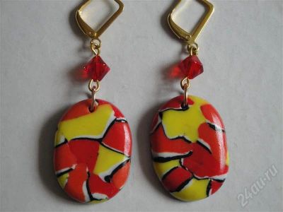 Лот: 432441. Фото: 1. Изделия из полимерной глины,серьги... Серьги, каффы