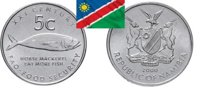 Лот: 19201788. Фото: 1. Намибия 5 центов 2000 ФАО UNC. Африка