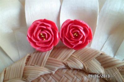 Лот: 2946031. Фото: 1. Клипсы Коралловые пиончики . Ручная... Бижутерия ручной работы