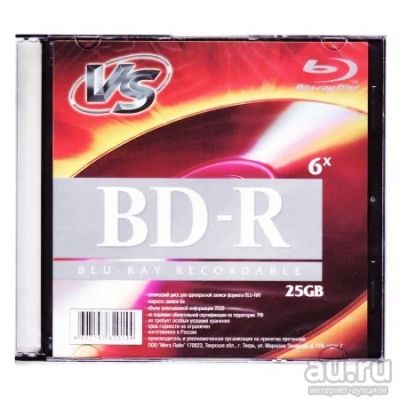 Лот: 18225602. Фото: 1. Диск BD-R VS 25 Gb, 4x, Slim Case... CD, DVD, BluRay