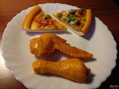 Лот: 8759721. Фото: 1. муляж еды -набор пицца +курица. Игровые наборы