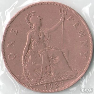 Лот: 14480575. Фото: 1. Великобритания 1 пенни 1927 (с6-4... Великобритания и острова