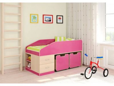 Лот: 3306432. Фото: 1. Детская кровать Л-8. Цвет: розовый... Детские кровати и кроватки