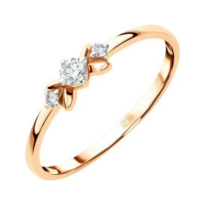 Лот: 23824307. Фото: 1. Золотое кольцо с бриллиантами. Кольца, перстни