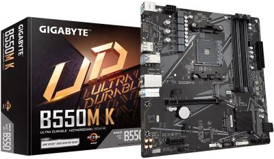 Лот: 21248736. Фото: 1. Gigabyte B550M K Новая. Материнские платы