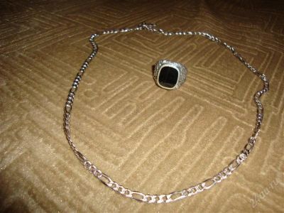 Лот: 1869652. Фото: 1. Цепь и кольцо мужские серебро. Цепочки