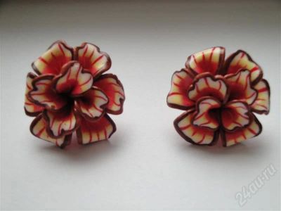 Лот: 450077. Фото: 1. Изделия из полимерной глины гвоздики... Серьги, каффы