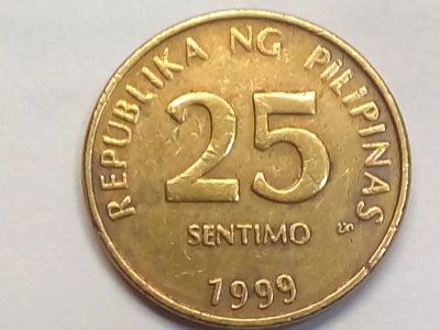 Лот: 18449609. Фото: 1. Монета Филиппин 25 сентимо, 1999... Азия
