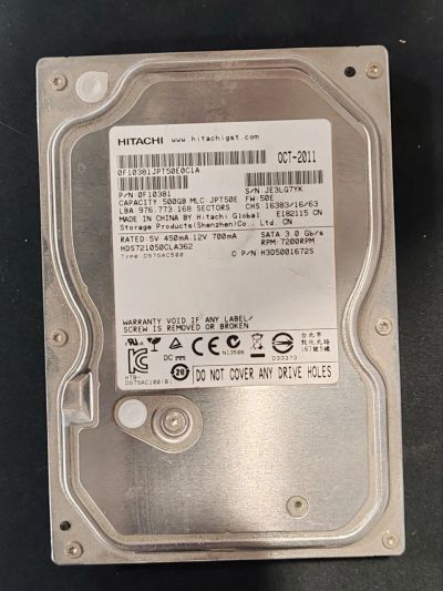 Лот: 25897512. Фото: 1. Жесткий диск 500gb 3.5" Hitachi... Жёсткие диски (HDD)