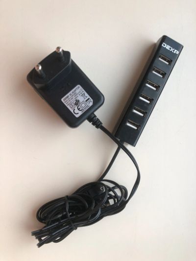 Лот: 18841934. Фото: 1. USB-хаб DEXP BT7-01 (4xUSB + БП... USB хабы