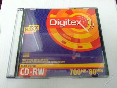 Лот: 2324127. Фото: 1. Диск CD-RW Digitex, 700 Mb, 4x-12x. CD, DVD, BluRay