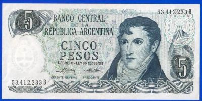 Лот: 19306950. Фото: 1. Аргентина 5 песо 1973-1976 P:294a1... Америка